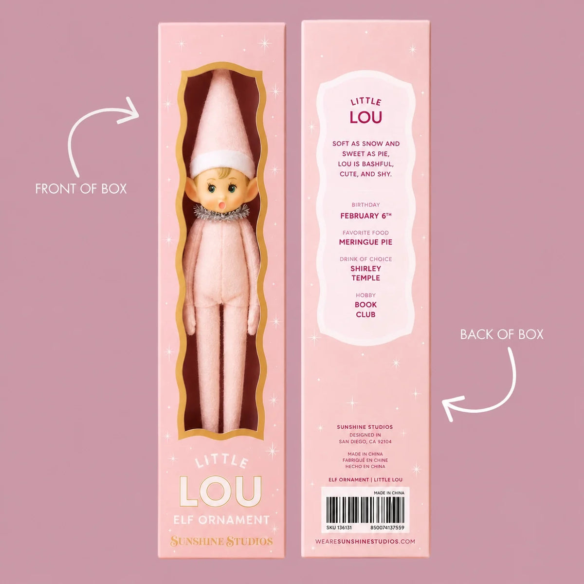 Little Lou Light Pink Elf Ornament 11" - bubblegum market