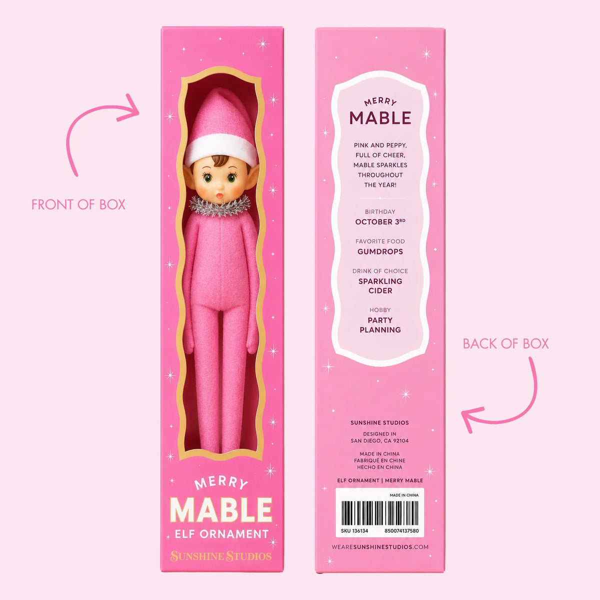 Merry Mable Pink Elf Ornament 11" - bubblegum market