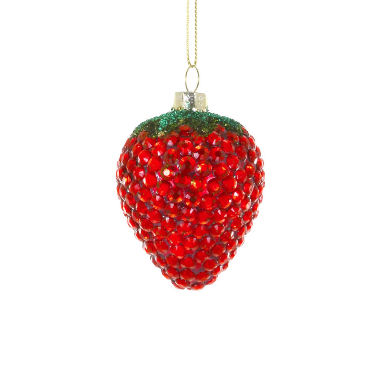 Rhinestone Strawberry Ornament 3"