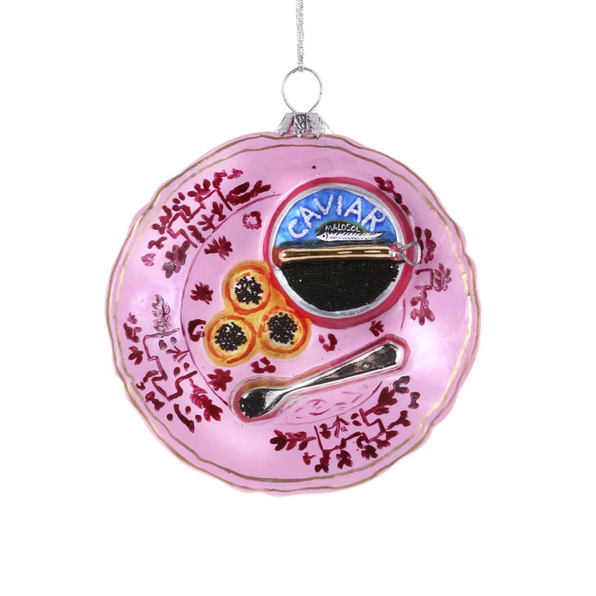 Pink Plated Caviar Ornament 3.5"