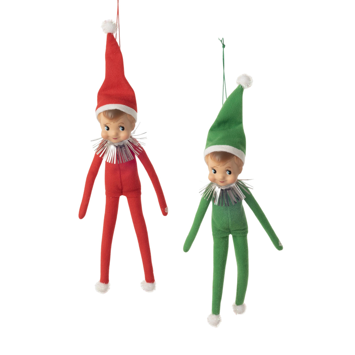 Retro Elf Doll in Red / Green 13"