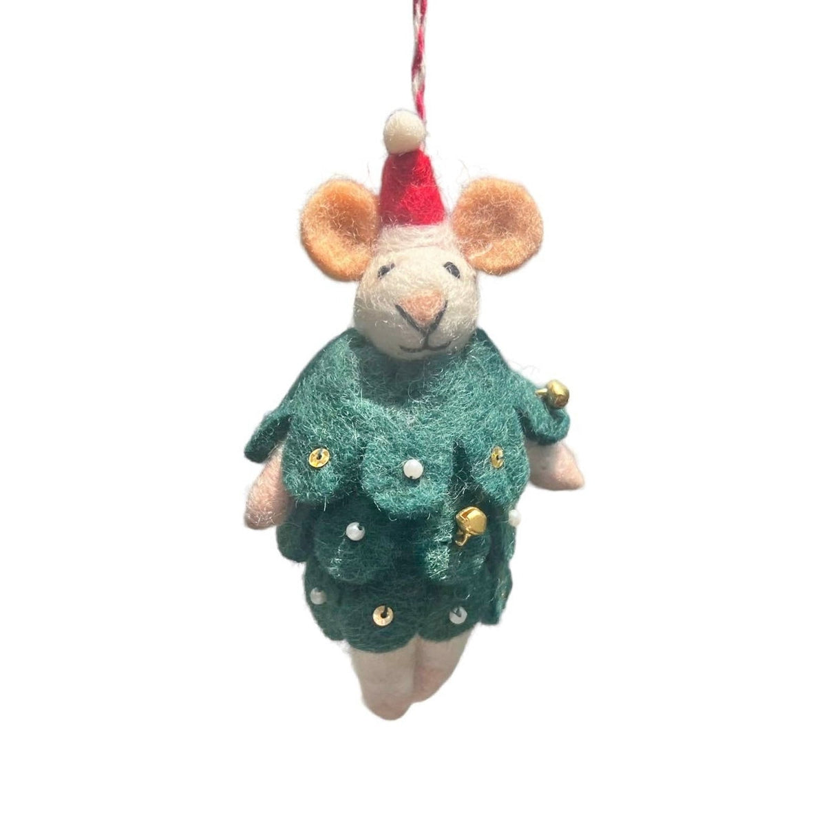 Christmas Tree Mouse Felt Ornament - bubblegum market