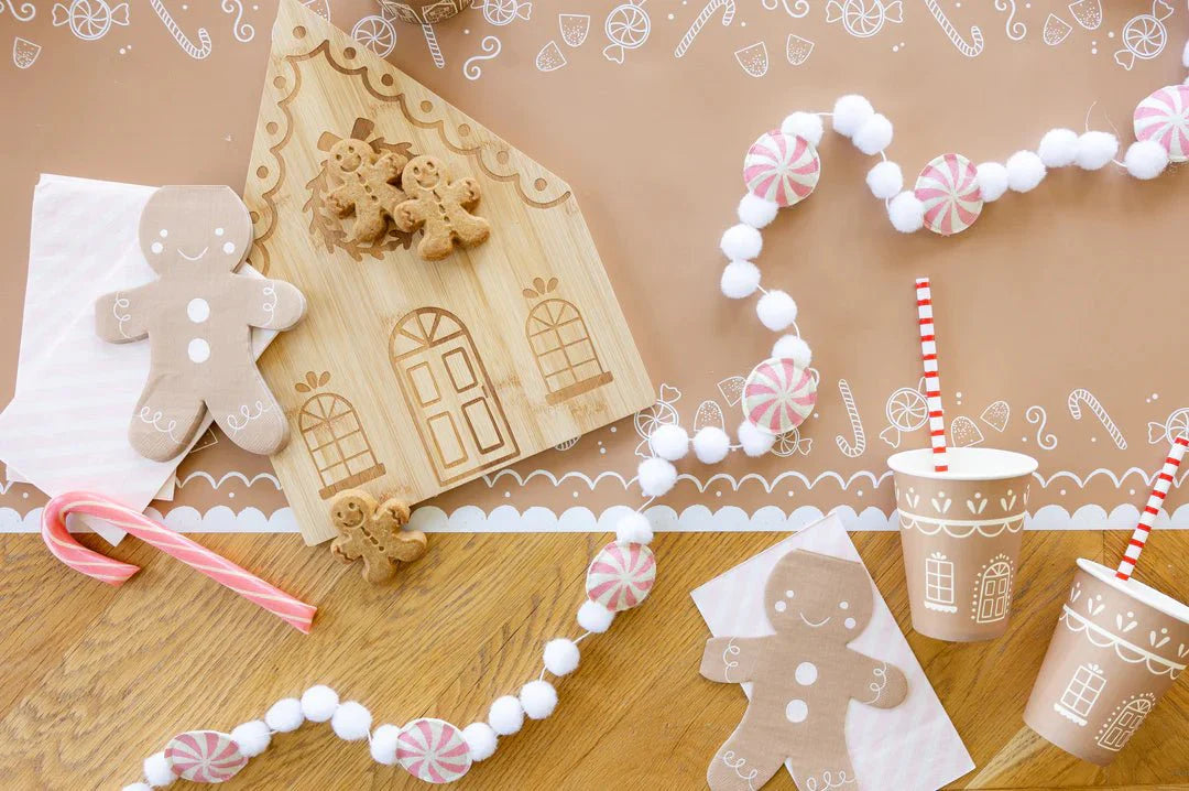 Gingerbread Pink Stripe Paper Dinner Napkins - bubblegum market
