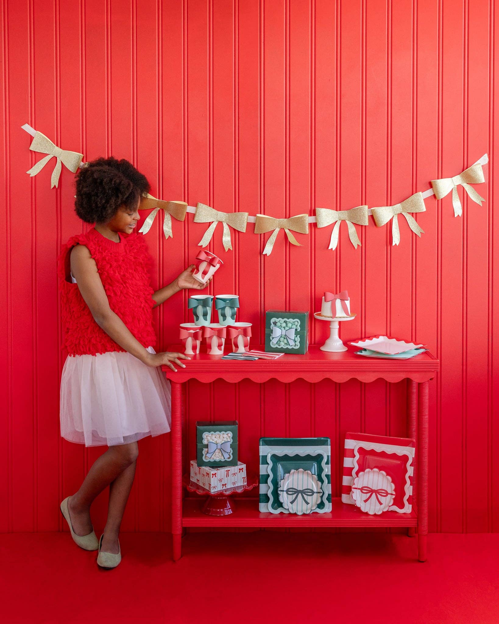 Mint & Green Bow Paper Cups - bubblegum market