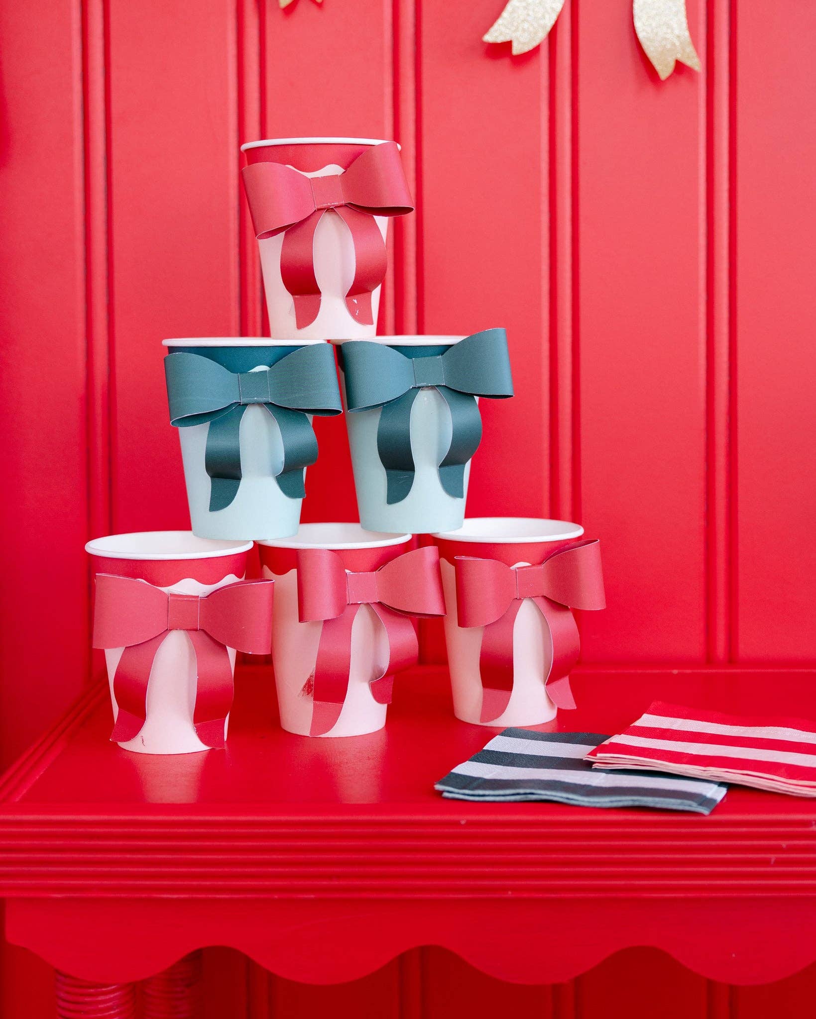 Mint & Green Bow Paper Cups - bubblegum market