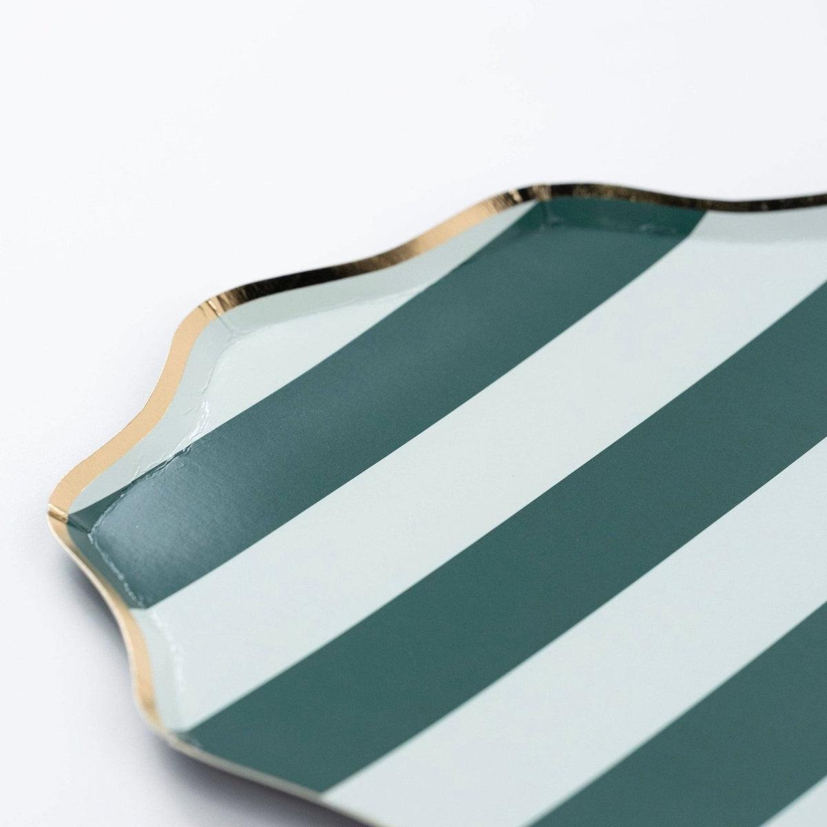 Mint & Green Holiday Stripes Paper Dessert Plates 8.5" - bubblegum market